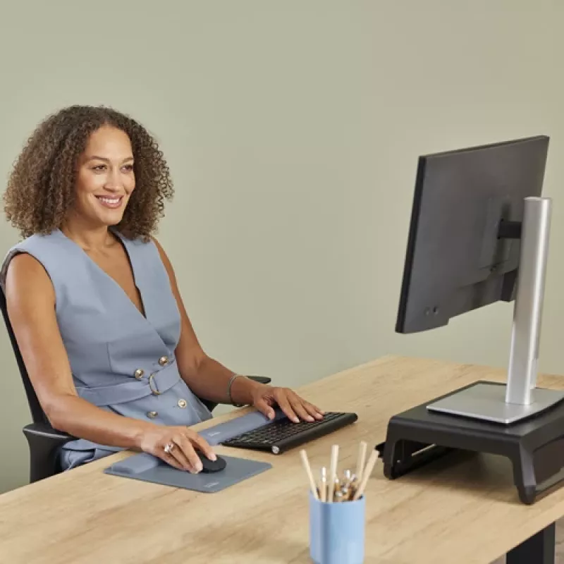 Apoio de pulso para teclado Fellowes Breyta Compact apoio de pulso para teclado com proteção antibacteriana apoio de pulso ergonómico Marine