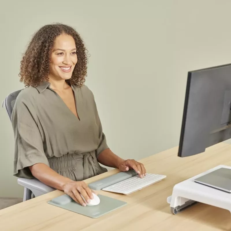 Apoio de pulso para teclado Fellowes Breyta Compact apoio de pulso para teclado com proteção antibacteriana apoio de pulso ergonómico salva