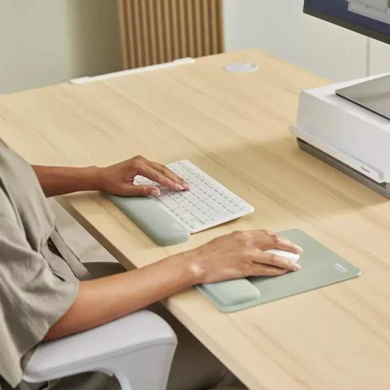 Apoio de pulso para teclado Fellowes Breyta Compact apoio de pulso para teclado com proteção antibacteriana apoio de pulso ergonómico salva