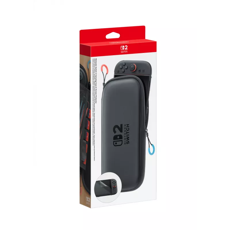 Nintendo Switch 2 bolsa de transporte e proteção de ecrã, capa rígida, Nintendo, preto, Nintendo Switch 2, fecho de correr, 142 mm