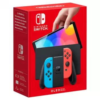 Nintendo Switch OLED, Nintendo Switch, NVIDIA Custom Tegra, azul, vermelho, analógico/digital, botão Home, botão Power, botões