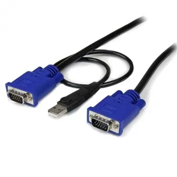 StarTech.com cabo KVM USB VGA 2-em-1 ultra fino 10 ft, 3 m, VGA, preto, USB, USB A + VGA, VGA