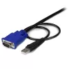 StarTech.com cabo KVM USB VGA 2-em-1 ultra fino 10 ft, 3 m, VGA, preto, USB, USB A + VGA, VGA