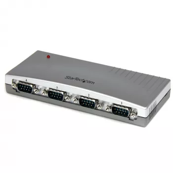 StarTech.com Hub adaptador USB para RS232 Serial DB9 de 4 portas, USB, Serial, Prateado, Plástico, CE, FCC, RoHS, 1 W