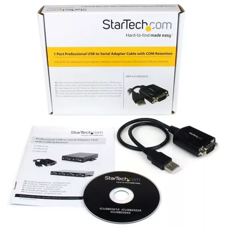 StarTech.com Cabo adaptador profissional USB para Serial de 1,8 m de 1 porta com retenção COM, adaptador USB para RS232 - TAA