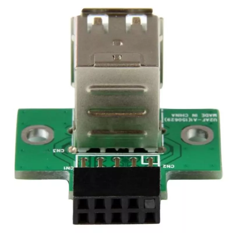 StarTech.com Adaptador de header de placa-mãe USB de 2 portas, IDC, USB 2.0, Preto, Verde, Aço inoxidável, 20 mm, 125 mm, 230 mm