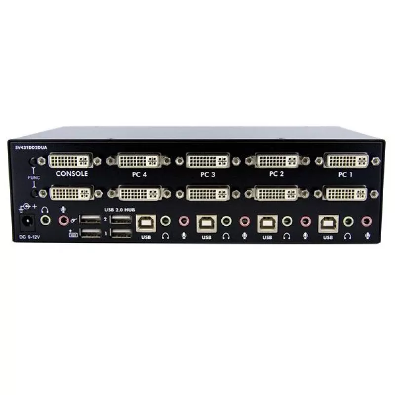 StarTech.com Switch KVM USB Dual-DVI de 4 portas com áudio e hub USB 2.0