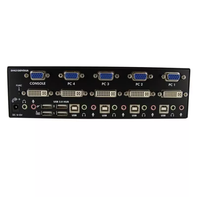 StarTech.com Switch KVM DVI VGA Dual-Monitor USB de 4 portas com áudio e hub USB 2.0