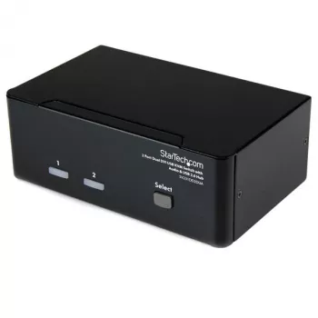 StarTech.com Switch KVM USB Dual-DVI de 2 portas com áudio e hub USB 2.0