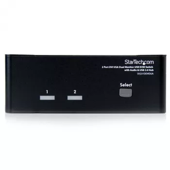 StarTech.com Switch KVM DVI VGA Dual Monitor USB de 2 portas com áudio e hub USB 2.0