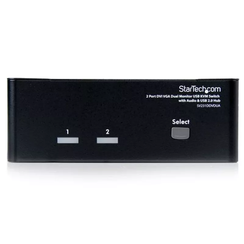 StarTech.com Switch KVM DVI VGA Dual Monitor USB de 2 portas com áudio e hub USB 2.0