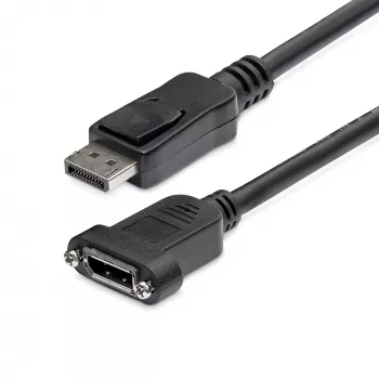 StarTech.com Cabo DisplayPort de montagem em painel de 1m - 4K x 2K - Cabo de extensão DisplayPort 1.2 ficha para conector fêmea - Cabo de extensão de vídeo DP com conector DP de montagem em painel - Cabo de monitor DP