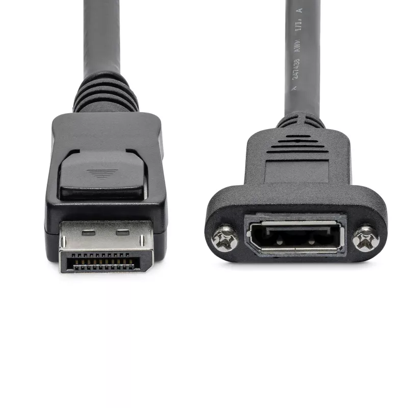 StarTech.com Cabo DisplayPort de montagem em painel de 1m - 4K x 2K - Cabo de extensão DisplayPort 1.2 ficha para conector fêmea - Cabo de extensão de vídeo DP com conector DP de montagem em painel - Cabo de monitor DP