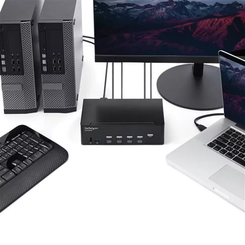 StarTech.com comutador KVM HDMI de 4 portas – 4K 30Hz – duplo ecrã