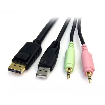 StarTech.com 6ft cabo 4 em 1 para switch KVM USB DisplayPort com áudio e microfone