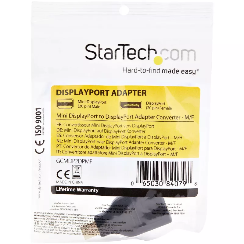 StarTech.com adaptador compacto Mini DisplayPort para DisplayPort - vídeo 4K x 2K - conversor UHD Mini DP para DP - adaptador mDP para DP 1.2 - PC/computador mDP para monitor/ecrã DisplayPort - M/F