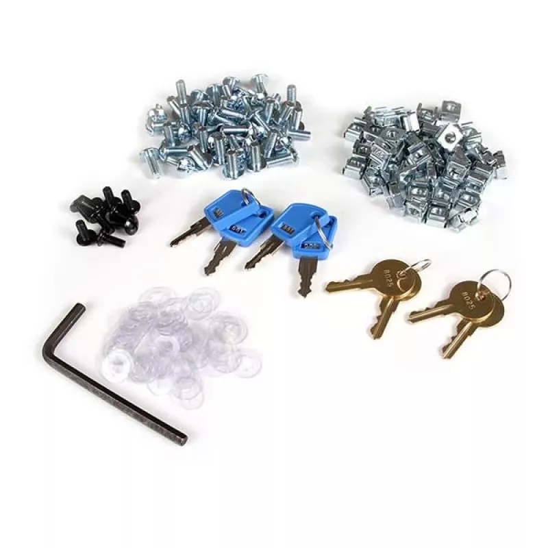 StarTech.com armário de rack de servidor 4 postes 25U, armário de rack de dados 19 polegadas com fecho para equipamento de computador / AV / TI, rack de escritório / rede doméstica com rodas e calhas de montagem ajustáveis