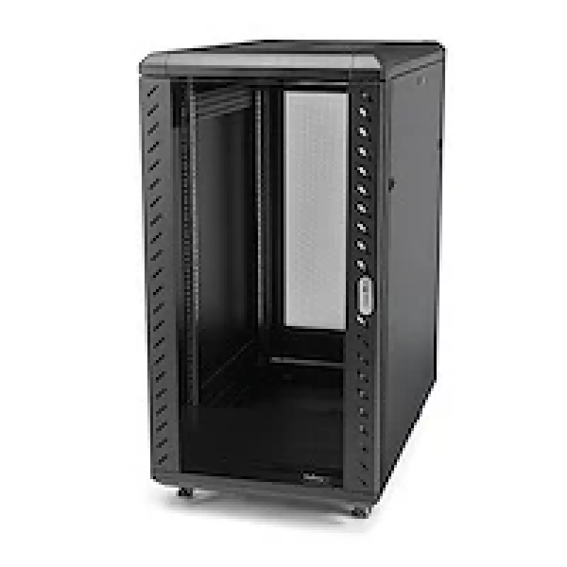 StarTech.com armário de rack de servidor 4 postes 25U, armário de rack de dados 19 polegadas com fecho para equipamento de computador / AV / TI, rack de escritório / rede doméstica com rodas e calhas de montagem ajustáveis