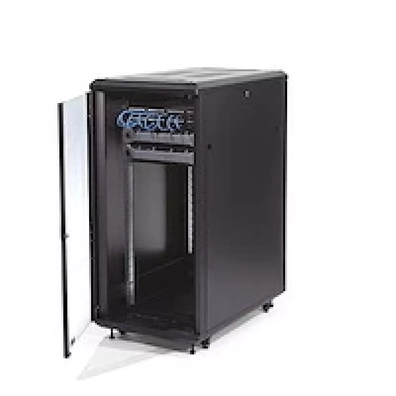 StarTech.com armário de rack de servidor 4 postes 25U, armário de rack de dados 19 polegadas com fecho para equipamento de computador / AV / TI, rack de escritório / rede doméstica com rodas e calhas de montagem ajustáveis