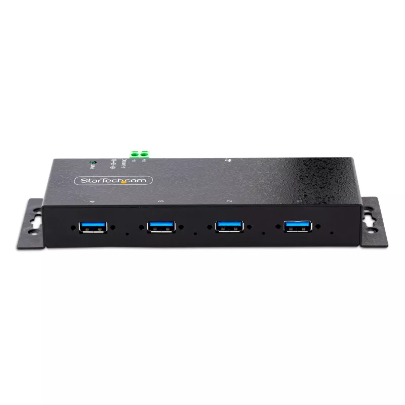 StarTech.com hub USB 3.0 industrial de 4 portas com proteção ESD~hub USB 3.0 de 4 portas - 5Gbps - hub USB-A industrial em metal - hub de dados USB para montagem na parede ou secretária - hub de expansão USB em conformidade TAA