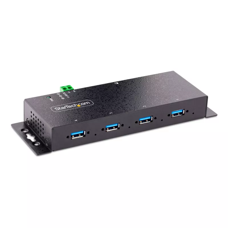 StarTech.com hub USB 3.0 industrial de 4 portas com proteção ESD~hub USB 3.0 de 4 portas - 5Gbps - hub USB-A industrial em metal - hub de dados USB para montagem na parede ou secretária - hub de expansão USB em conformidade TAA