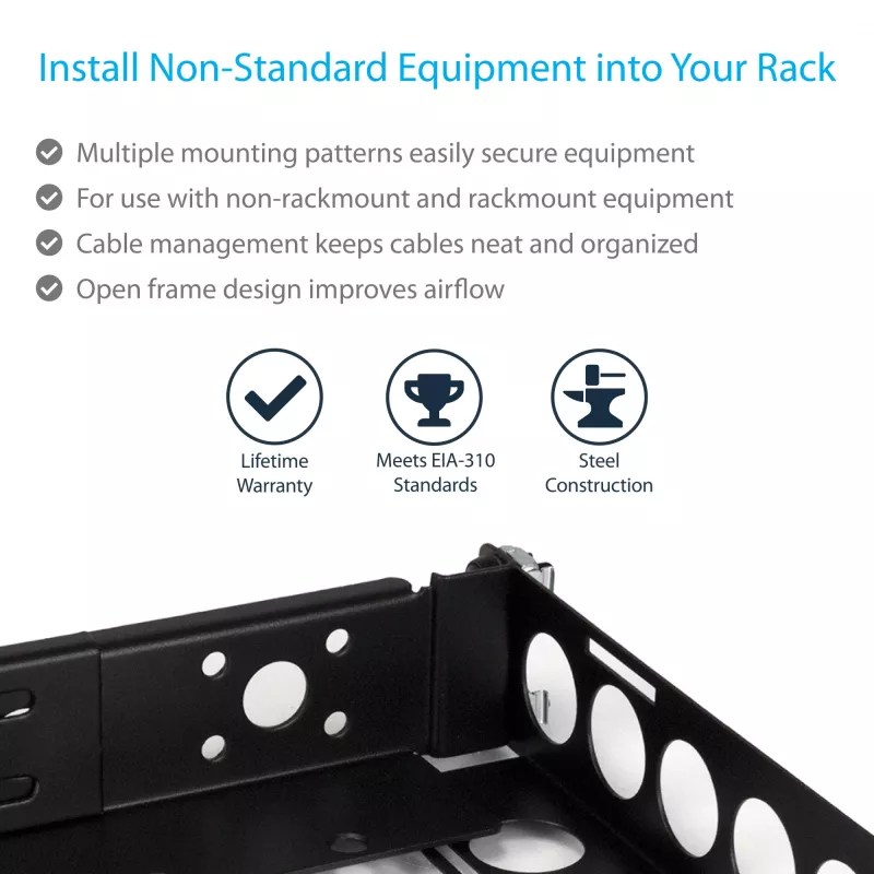 StarTech.com calhas universais para rack de servidor 1U, calhas de montagem com profundidade ajustável para servidor, calhas de montagem para rack de 19 polegadas