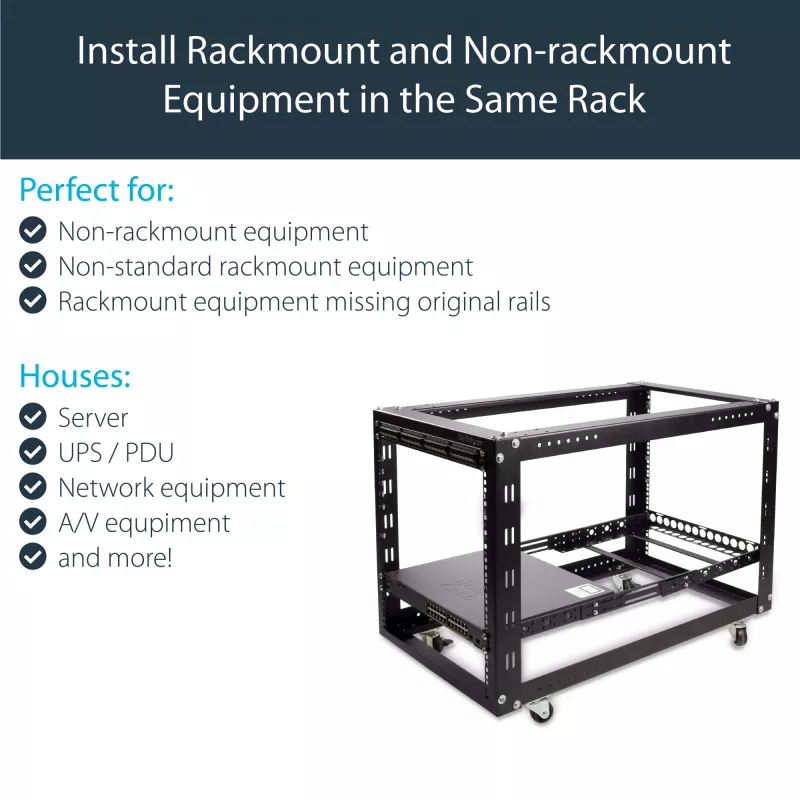 StarTech.com calhas universais para rack de servidor 1U, calhas de montagem com profundidade ajustável para servidor, calhas de montagem para rack de 19 polegadas