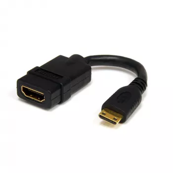 StarTech.com Adaptador Mini HDMI para HDMI de 5in - Adaptador HDMI High Speed 4K - Adaptador HDMI High Speed Ultra HD 4K 30Hz - HDMI 1.4 - conectores banhados a ouro - Adaptador Mini HDMI UHD 4K - preto