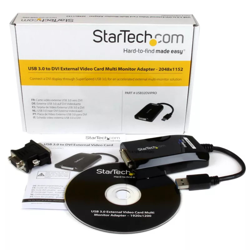 StarTech.com Adaptador USB 3.0 para DVI / VGA – 2048x1152, 3.2 Gen 1 (3.1 Gen 1), USB Type-A, saída DVI, 2048 x 1152 píxeis