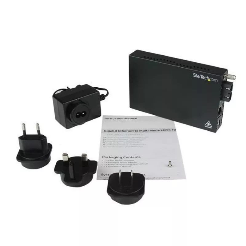 StarTech.com Conversor de suporte de fibra ótica multimodo Gigabit Ethernet SC 550m - 1000 Mbit/s