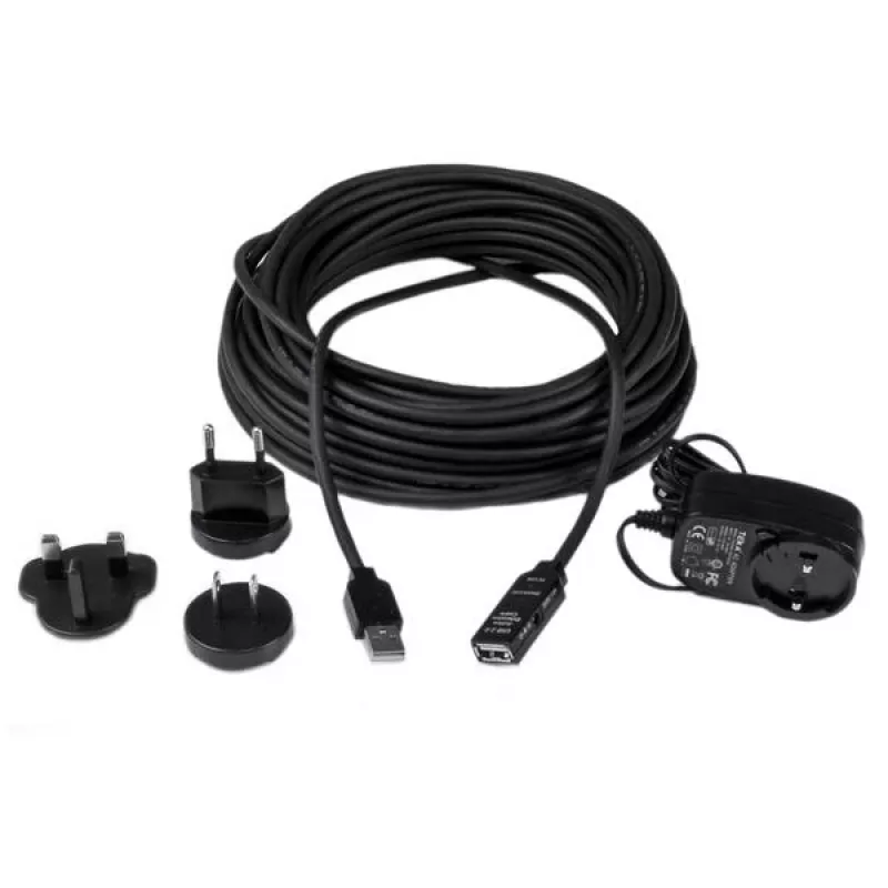 StarTech.com Cabo de extensão ativo USB 2.0 de 15m - M/F, 15 m, USB A, USB A, USB 2.0, macho/fêmea, preto