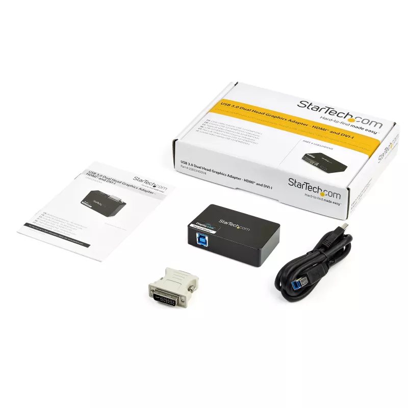 StarTech.com Adaptador USB 3.0 para HDMI / DVI - 2048 x 1152, 3.2 Gen 1 (3.1 Gen 1), USB Type-B, saída DVI, saída HDMI, 2048 x 1152 píxeis