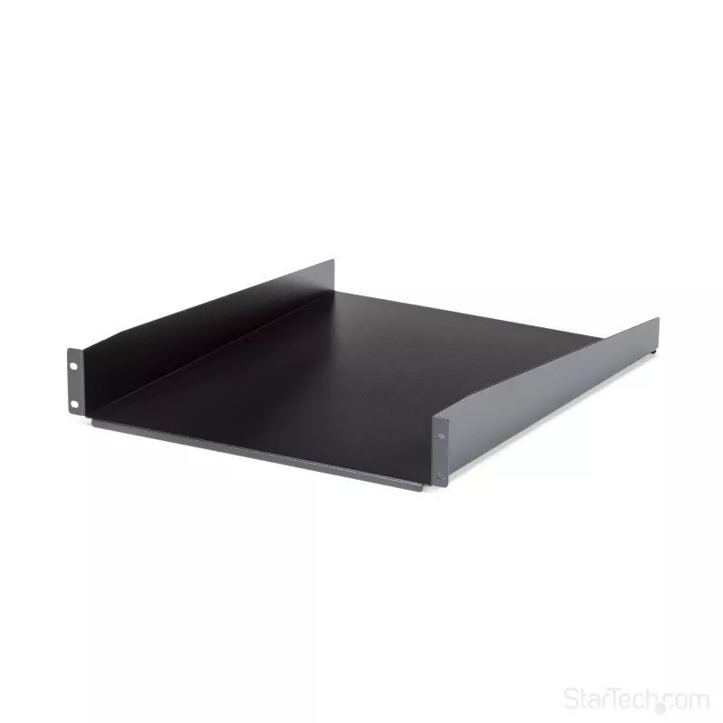 StarTech.com Prateleira de rack para servidor 2U – Prateleira de montagem em rack extensível universal para rack e armário de equipamento de rede de 19 polegadas – Aço de alta resistência – Capacidade de carga 22,6 kg – Bandeja de 22 polegadas de profundidade, preto