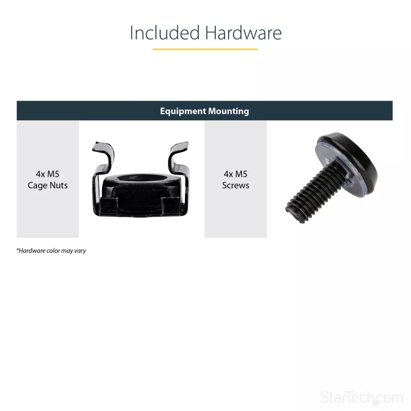 StarTech.com Prateleira de rack para servidor 2U – Prateleira de montagem em rack extensível universal para rack e armário de equipamento de rede de 19 polegadas – Aço de alta resistência – Capacidade de carga 22,6 kg – Bandeja de 22 polegadas de profundidade, preto
