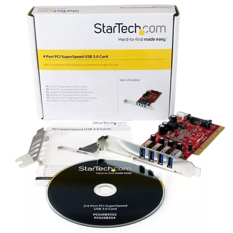 StarTech.com Placa adaptadora PCI USB 3.0 de 4 portas com conector de alimentação SATA/SP4