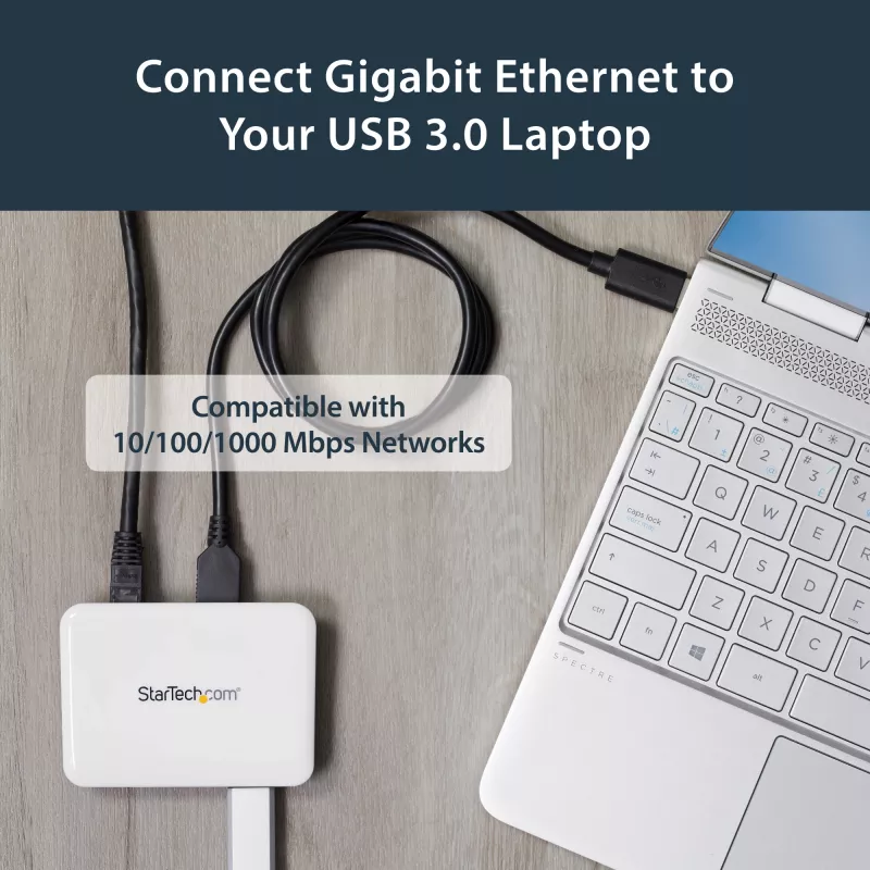 StarTech.com Adaptador de rede USB 3.0 para Gigabit Ethernet NIC com hub de 3 portas – branco