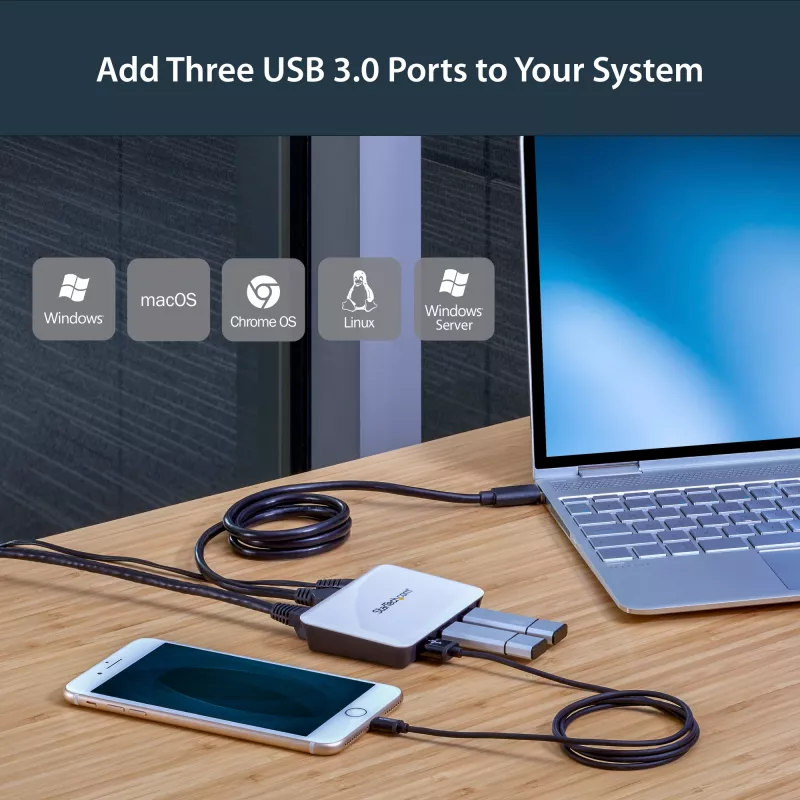 StarTech.com Adaptador de rede USB 3.0 para Gigabit Ethernet NIC com hub de 3 portas – branco