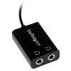 StarTech.com Adaptador de cabo divisor de auscultadores mini jack fino preto – ficha de 3,5 mm para 2x conector fêmea de 3,5 mm