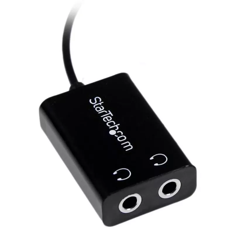 StarTech.com Adaptador de cabo divisor de auscultadores mini jack fino preto – ficha de 3,5 mm para 2x conector fêmea de 3,5 mm