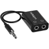 StarTech.com Adaptador de cabo divisor de auscultadores mini jack fino preto – ficha de 3,5 mm para 2x conector fêmea de 3,5 mm