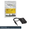 StarTech.com Adaptador de cabo divisor de auscultadores mini jack fino preto – ficha de 3,5 mm para 2x conector fêmea de 3,5 mm