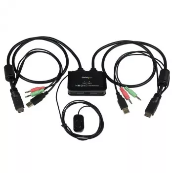 StarTech.com Comutador KVM de cabo USB HDMI de 2 portas com áudio e comutador remoto – alimentado por USB