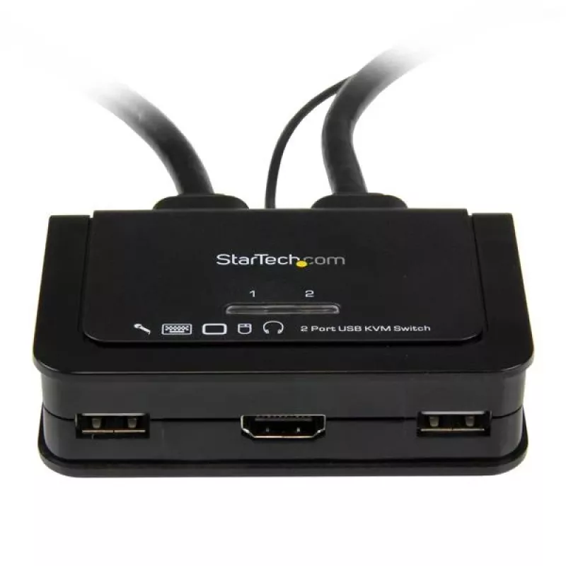 StarTech.com Comutador KVM de cabo USB HDMI de 2 portas com áudio e comutador remoto – alimentado por USB