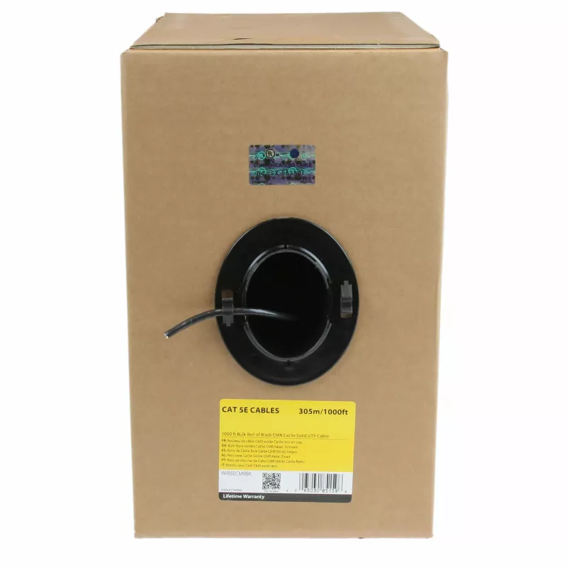 StarTech.com Cabo Ethernet Cat 5e a granel – 304,8 m – Maciço – Certificado CMR – preto – Conforme TAA