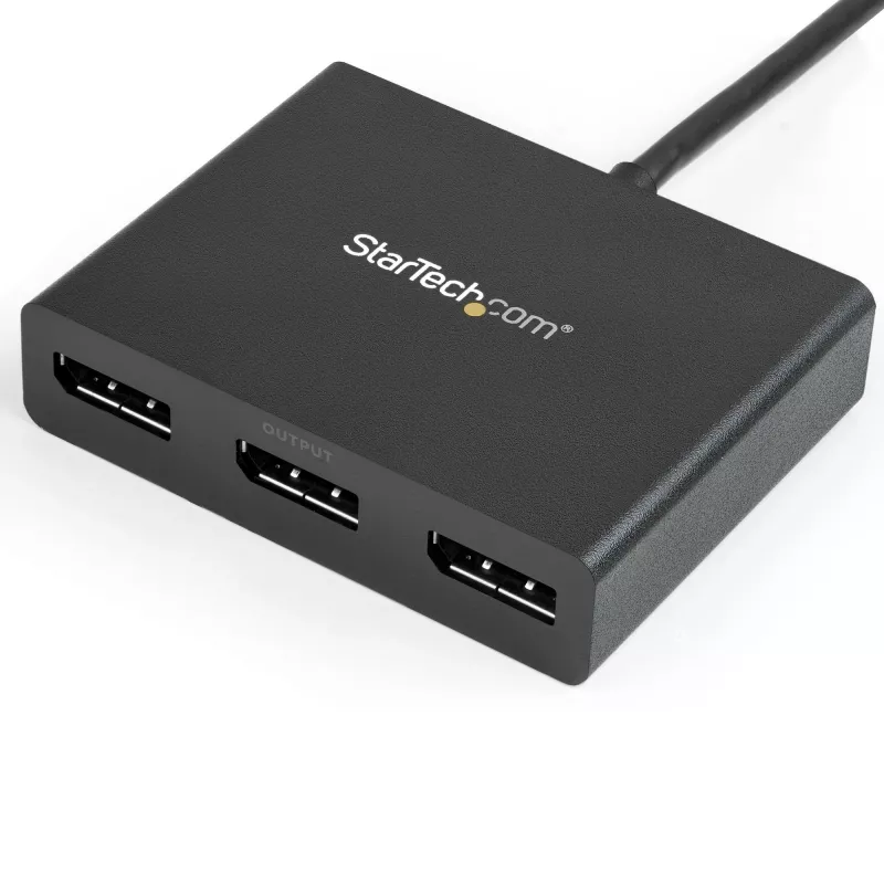 StarTech.com Adaptador multi-monitor de 3 portas – Hub MST Mini DisplayPort para DisplayPort, Dual 4K 30Hz e 1x 1080p – Divisor de vídeo para modo de ambiente de trabalho expandido apenas no Windows – mDP 1.2 para 3x DP