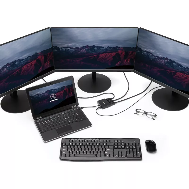 StarTech.com Adaptador multi-monitor de 3 portas – Hub MST Mini DisplayPort para DisplayPort, Dual 4K 30Hz e 1x 1080p – Divisor de vídeo para modo de ambiente de trabalho expandido apenas no Windows – mDP 1.2 para 3x DP