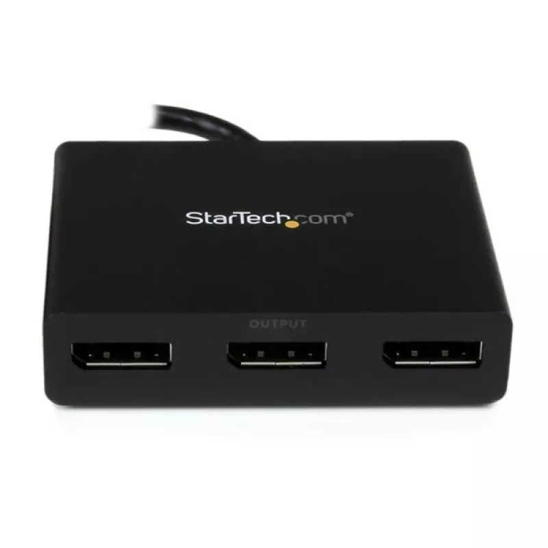 StarTech.com Adaptador multi-monitor de 3 portas – Hub MST DisplayPort 1.2 para Dual 4K 30 Hz e 1x 1080p – Divisor de vídeo para modo de ambiente de trabalho expandido apenas em PCs Windows – DP para 3x monitores DP