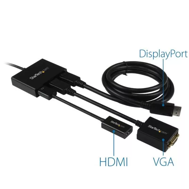 StarTech.com Adaptador multi-monitor de 3 portas – Hub MST DisplayPort 1.2 para Dual 4K 30 Hz e 1x 1080p – Divisor de vídeo para modo de ambiente de trabalho expandido apenas em PCs Windows – DP para 3x monitores DP