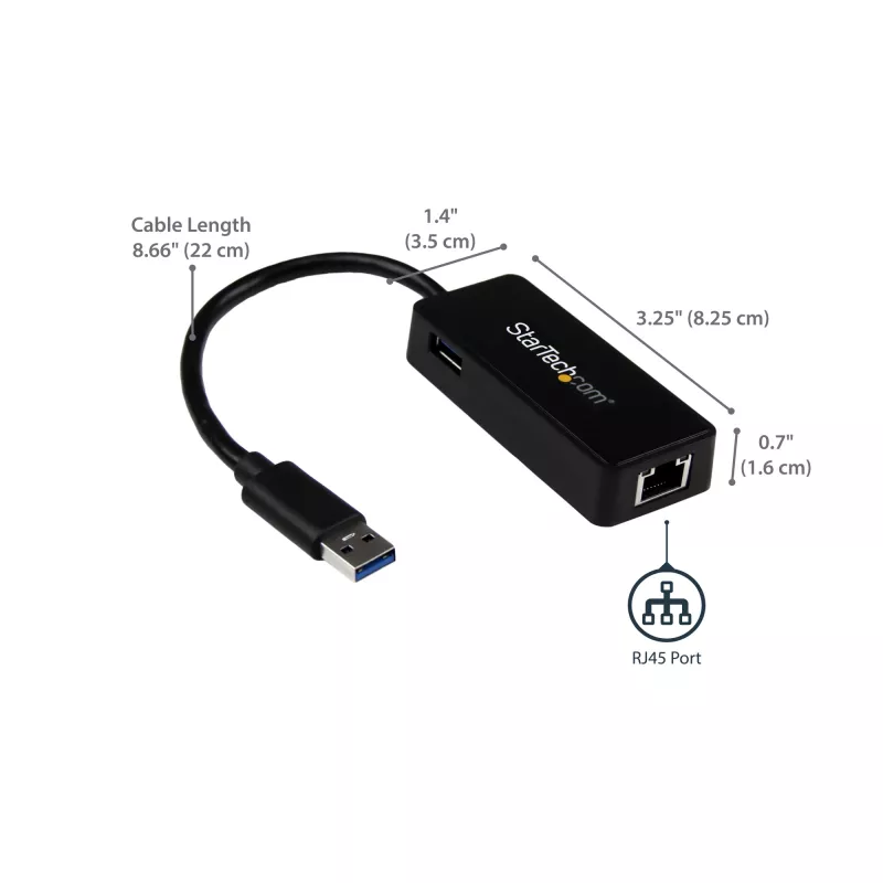 StarTech.com Adaptador USB 3.0 para Gigabit Ethernet NIC com porta USB – preto