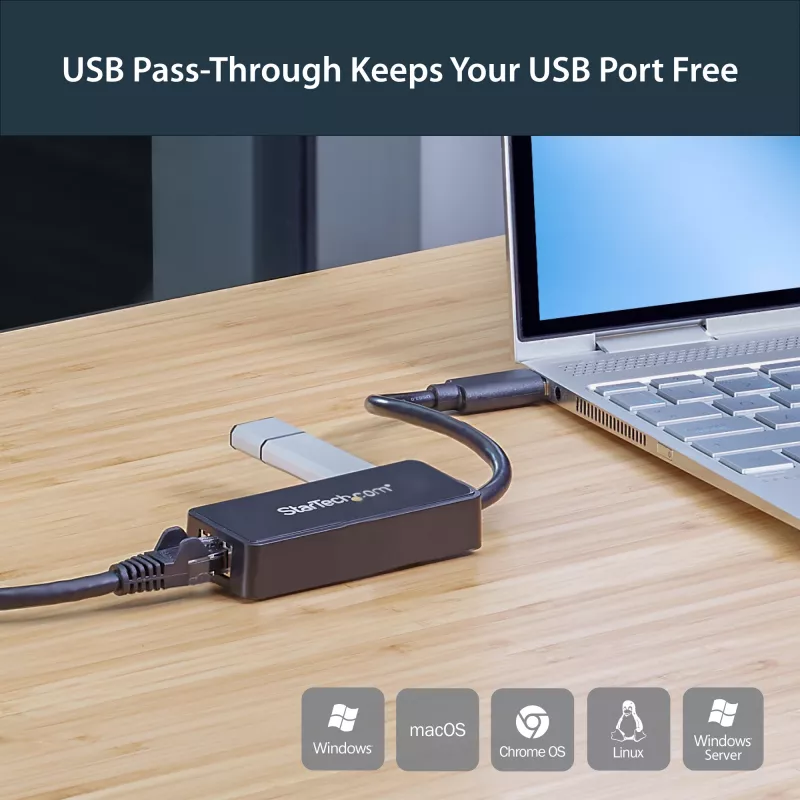 StarTech.com Adaptador USB 3.0 para Gigabit Ethernet NIC com porta USB – preto